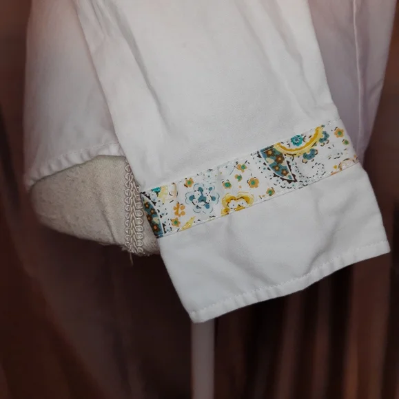 Joe Browns white long sleeve shirt UK 8 Paisley collar & sleeve trim - Picture 5 of 10